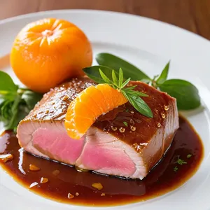 Тунец в фольге с мандарином и медом