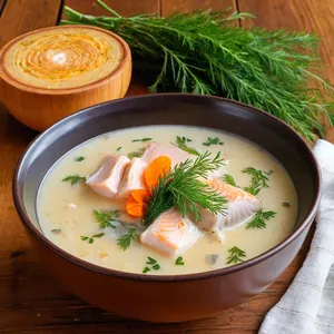 Уха из щуки с можжевельником и сливками