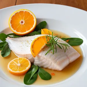 Варёный морской язык с апельсином и эстрагоном