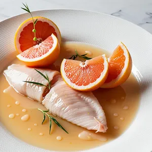 Варёный морской язык с грейпфрутом и эстрагоном
