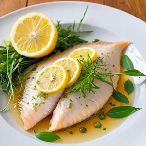 Варёный морской язык с лимоном и эстрагоном