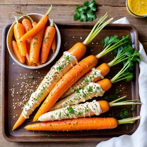 Запечённая морковь с тахини и лимонным соком