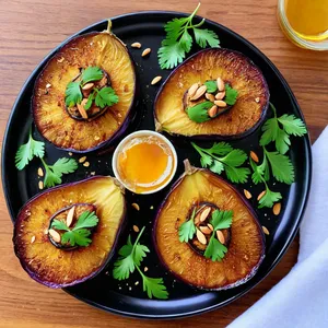 Жареные баклажаны с медом и миндалем
