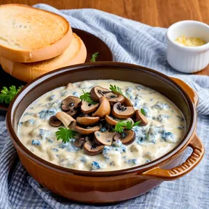 Жюльен с грибами и голубым сыром в сливочном соусе