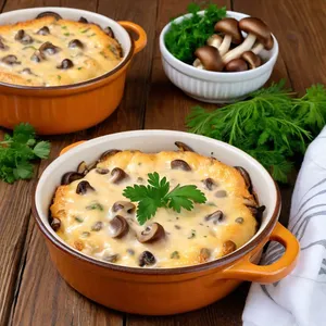 Жюльен с грибами и копченым сыром