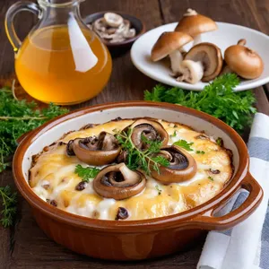 Жюльен с грибами и козьим сыром в медовом соусе