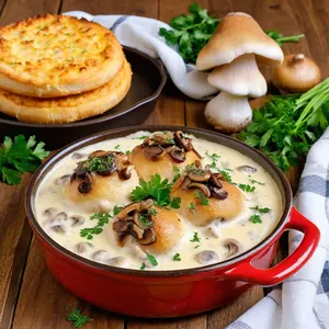 Жюльен с курицей и шампиньонами под сырной корочкой